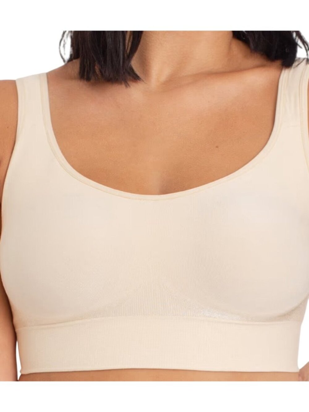 Truekind® Enhanced Comfort Wireless Shaper Bra Tan Beige Nude Sz SM 10023